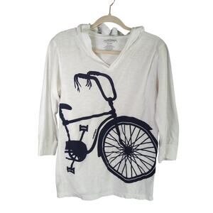 Marushka Handprints Tee Shirt Womens M White Bicycle Hood Cotton‎